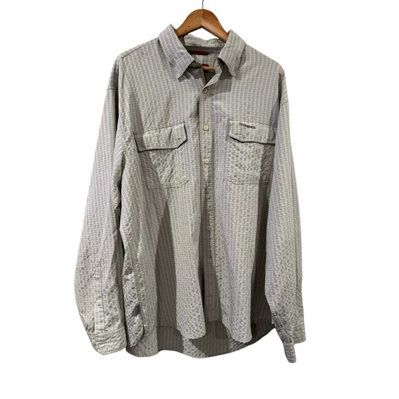 Simms No Fly Zone Bug Proof Tan Plaid Button Down Active Wear Shirt XXL - Picture 1 of 4
